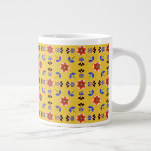 Scandinavian Style Geometric Floral Pattern Large Coffee Mug