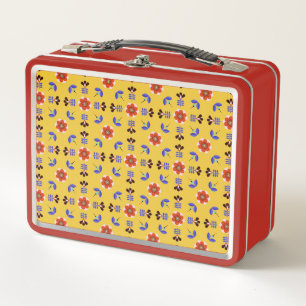 Scandinavian Style Geometric Floral Pattern Metal Lunch Box