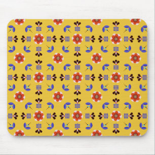 Scandinavian Style Geometric Floral Pattern Mouse Mat