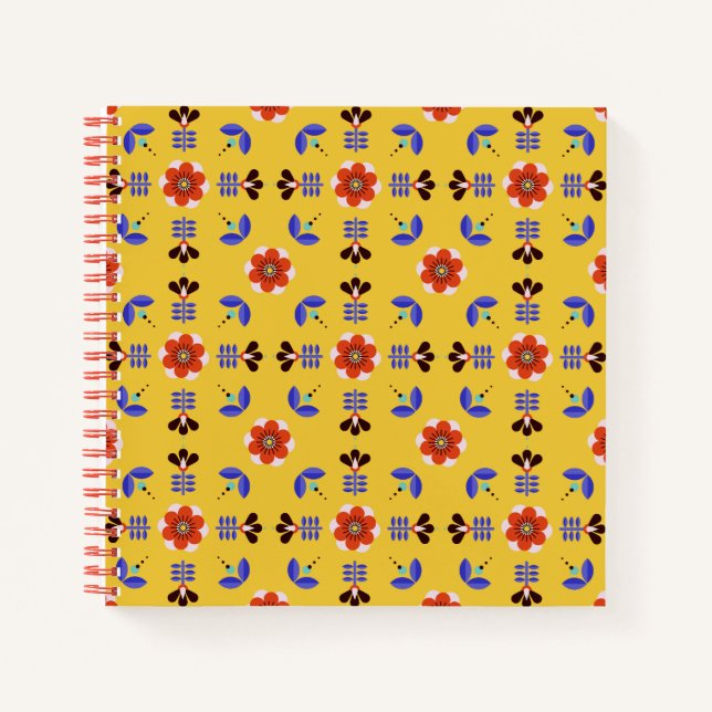 Scandinavian Style Geometric Floral Pattern Notebook (Front)
