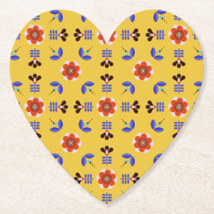 Scandinavian Style Geometric Floral Pattern Paper Coaster