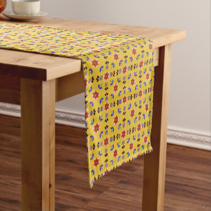 Scandinavian Style Geometric Floral Pattern Short Table Runner