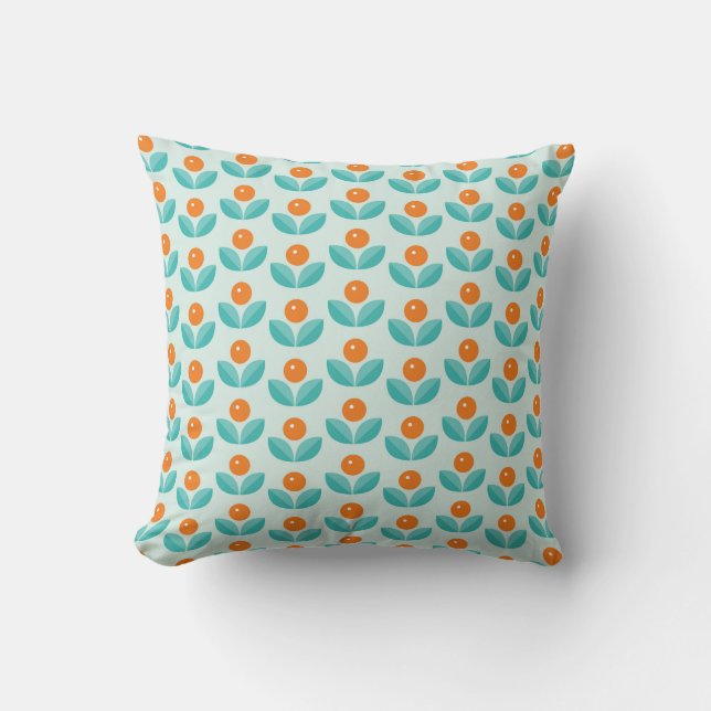 Scandinavian Style Geometric Orange Pattern Cushion (Front)