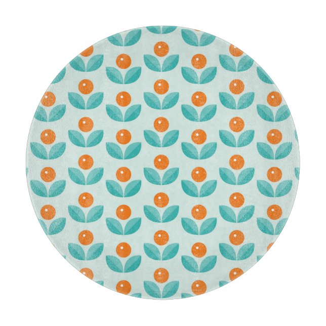 Scandinavian Style Geometric Orange Pattern Cutting Board (Front)