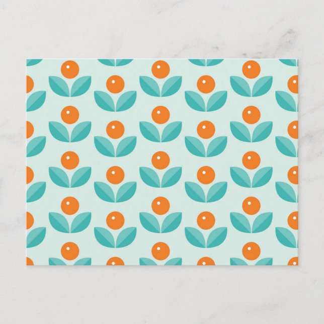 Scandinavian Style Geometric Orange Pattern Holiday Postcard (Front)