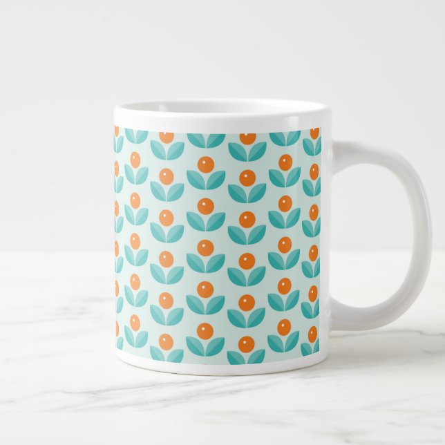 Scandinavian Style Geometric Orange Pattern Large Coffee Mug (Right)