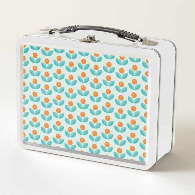 Scandinavian Style Geometric Orange Pattern Metal Lunch Box (Front)