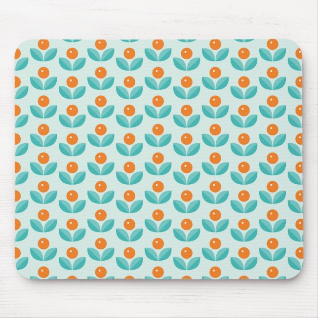 Scandinavian Style Geometric Orange Pattern Mouse Mat (Front)