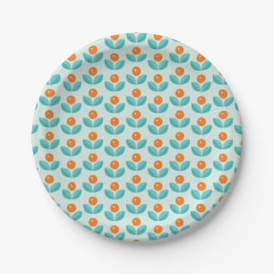 Scandinavian Style Geometric Orange Pattern Paper Plate