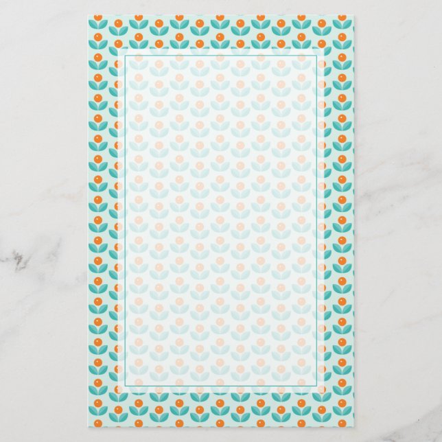 Scandinavian Style Geometric Orange Pattern Stationery (Front)