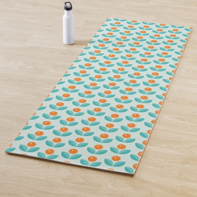 Scandinavian Style Geometric Orange Pattern Yoga Mat (In Situ)