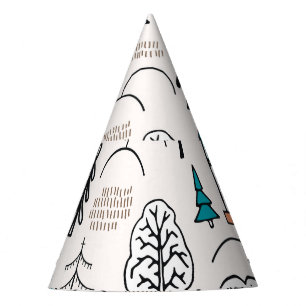 Scandinavian Style Houses Forest Pattern Party Hat