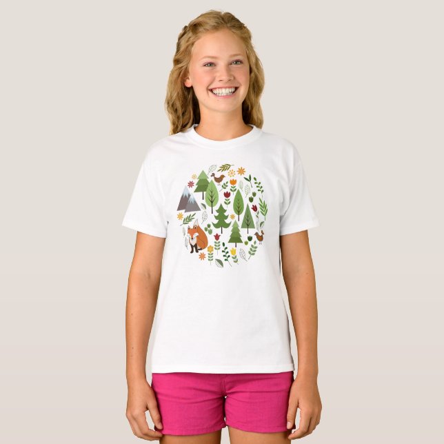 Scandinavian Style Illustrations Circle Design T-Shirt (Front Full)