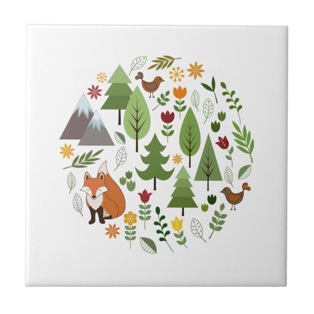 Scandinavian Style Illustrations Circle Tile (Front)