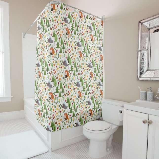 Scandinavian Style Illustrations+Crm Sml Pattern Shower Curtain (In Situ)