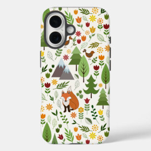 Scandinavian Style Illustrations on Cream Pattern iPhone 16 Case