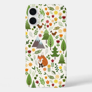 Scandinavian Style Illustrations on Cream Pattern iPhone 16 Plus Case