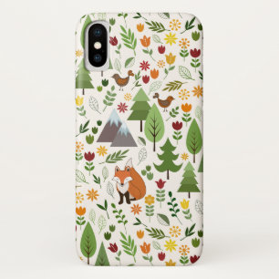 Scandinavian Style Illustrations on Cream Pattern iPhone X Case