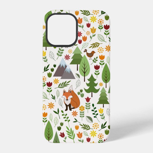 Scandinavian Style Illustrations on Cream Pattern iPhone Case (Back)