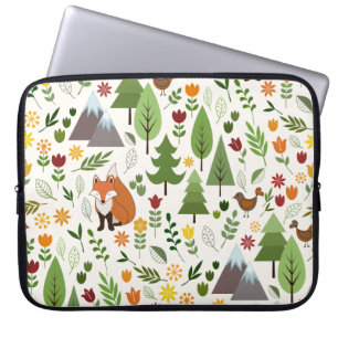 Scandinavian Style Illustrations on Cream Pattern Laptop Sleeve