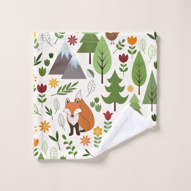 Scandinavian Style Illustrations on Cream Wash Cloth (Wash Cloth)