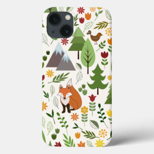 Scandinavian Style Illustrations on Crm Lg Pattern iPhone 13 Case