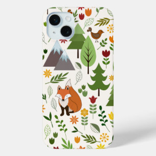 Scandinavian Style Illustrations on Crm Lg Pattern iPhone 15 Mini Case
