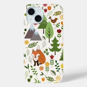 Scandinavian Style Illustrations on Crm Lg Pattern iPhone 15 Case