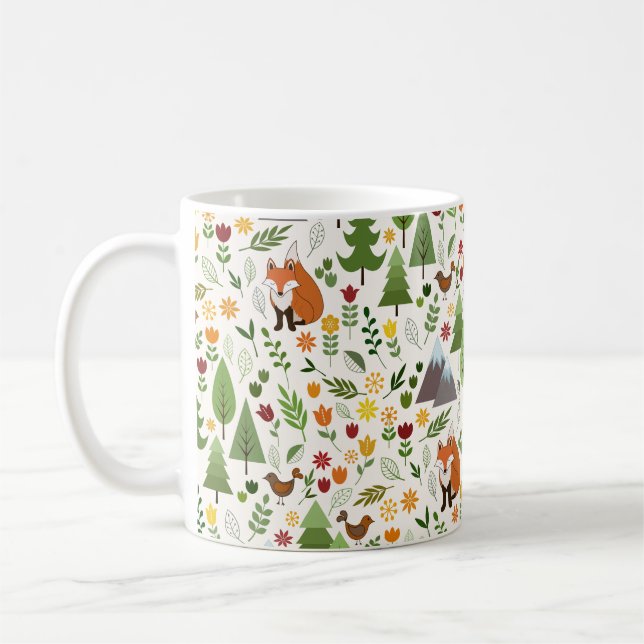Scandinavian Style Illustrations on Crm Rpt Ptn Coffee Mug (Left)
