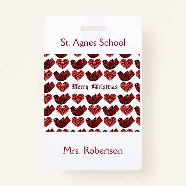Scandinavian Style Institution School Teacher Name ID Badge (Front)