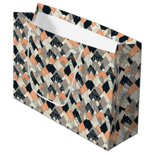 Scandinavian Style Mountain Pattern Large Gift Bag