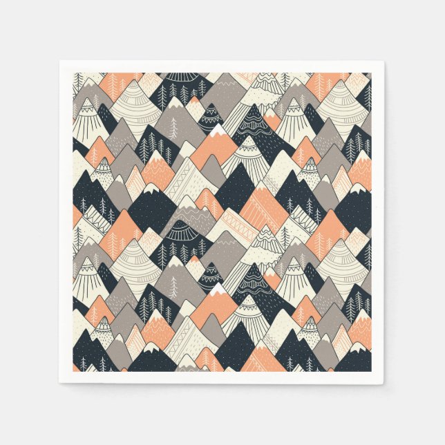 Scandinavian Style Mountain Pattern Napkin (Front)