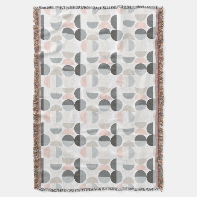 Scandinavian Style Semi-Circle Pattern Throw Blanket (Front Vertical)