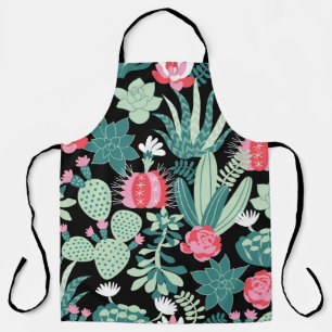 Scandinavian Style Succulents Seamless Pattern Apron