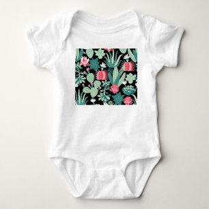 Scandinavian Style Succulents Seamless Pattern Baby Bodysuit