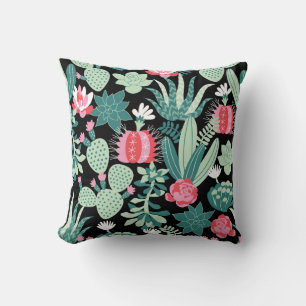 Scandinavian Style Succulents Seamless Pattern Cushion