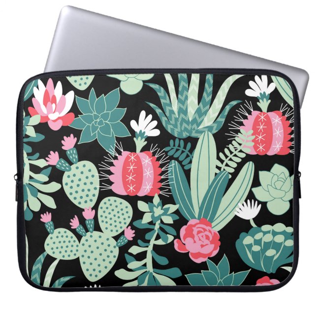 Scandinavian Style Succulents Seamless Pattern Laptop Sleeve (Front)