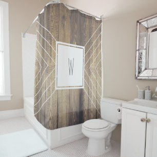 Scandinavian Style Wood Planks & White Arrows Shower Curtain