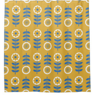 Scandinavian Stylized Flower Pattern Shower Curtain