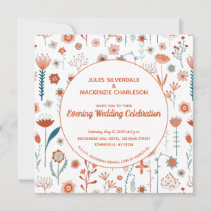 Scandinavian Summer Flowers Boho Evening Wedding Invitation
