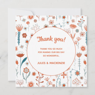 Scandinavian Summer Flowers Boho Thank You Card