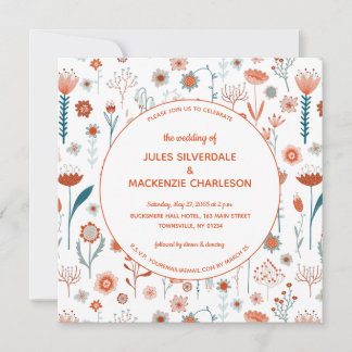Scandinavian Summer Flowers Boho Wedding Invitation