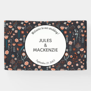 Scandinavian Summer Flowers Dark Boho Wedding Banner