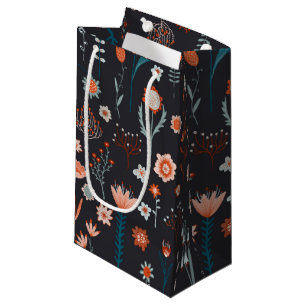 Scandinavian Summer Flowers Dark Small Gift Bag
