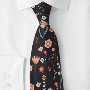 Scandinavian Summer Flowers Dark Tie