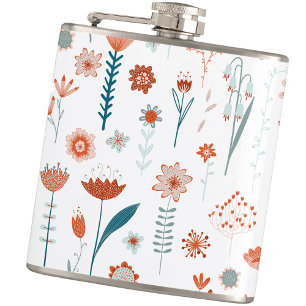 Scandinavian Summer Flowers Keepsake Hip Flask