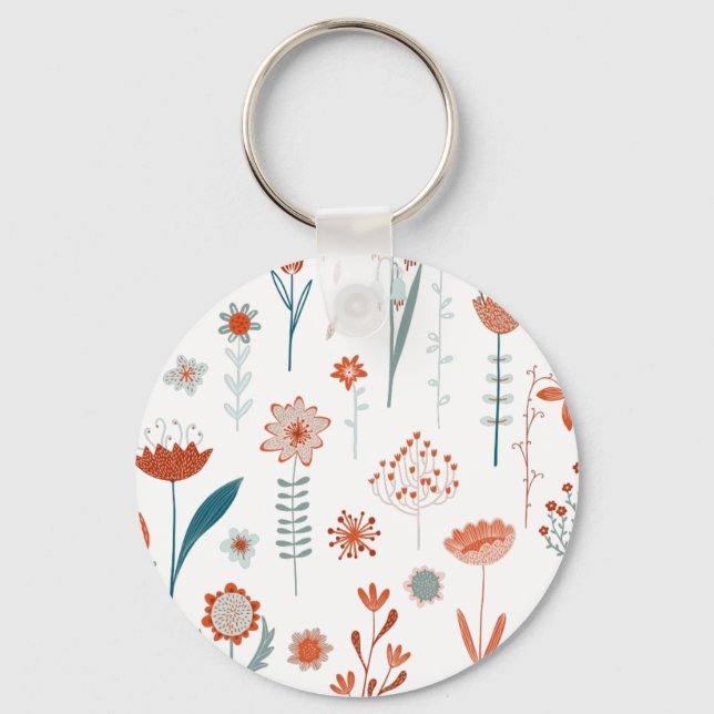 Scandinavian Summer Flowers Key Ring (Front)