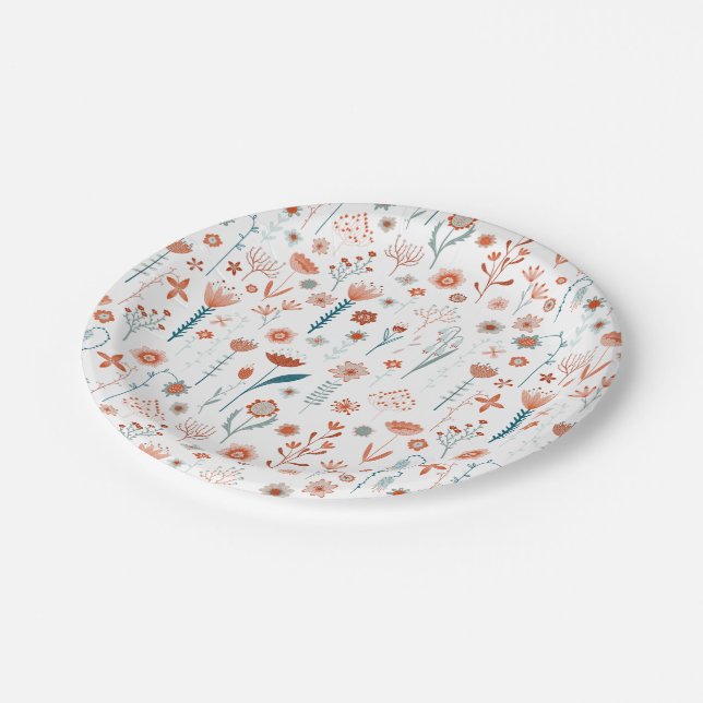 Scandinavian Summer Flowers Paper Plate (Angled)