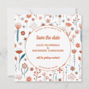 Scandinavian Summer Flowers Save the Date Invitation