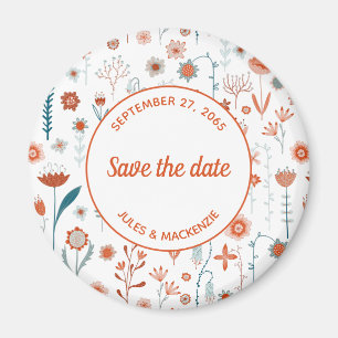 Scandinavian Summer Flowers Save the Date Magnet